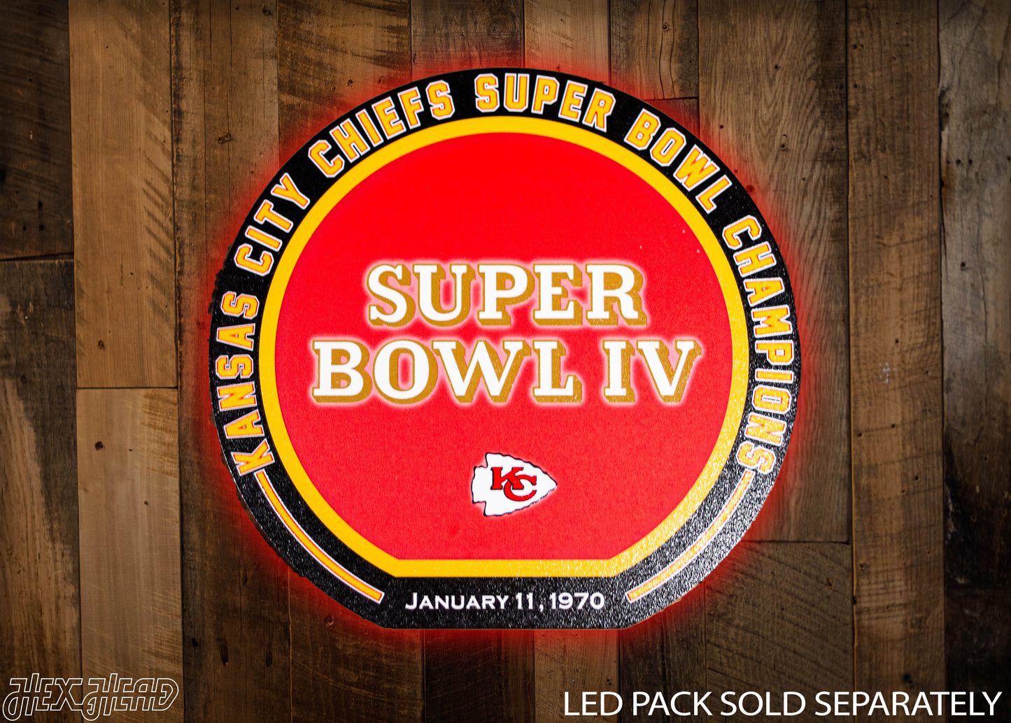 VARSITY Collection- SINGLE layer Kansas City Chiefs Super Bowl IV Metal Wall Art