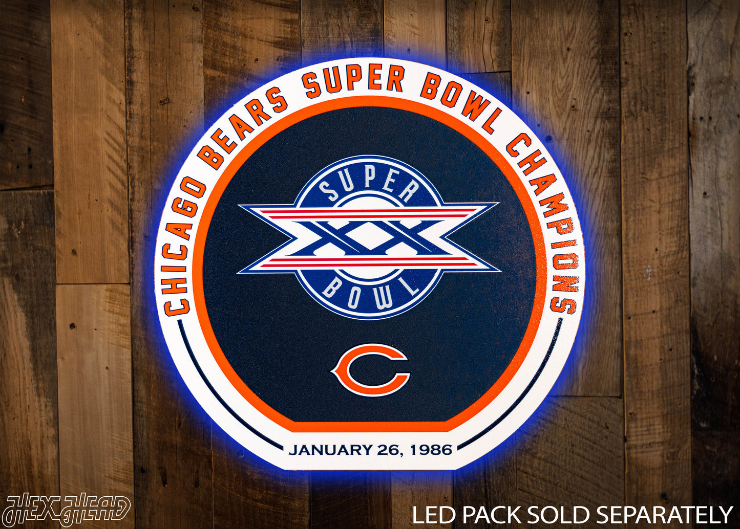 VARSITY Collection- SINGLE Layer Chicago Bears Super Bowl XX Metal Wall Art