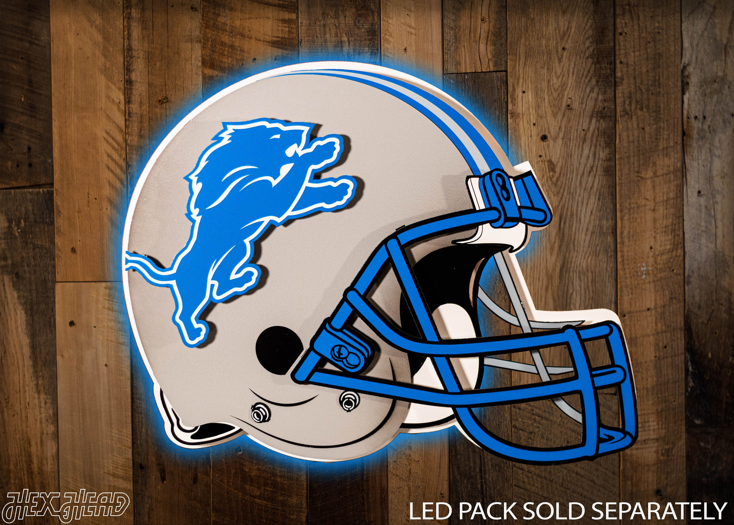 BLITZ Collection - 8 Layer Detroit Lions Helmet 3D Vintage Metal Wall Art