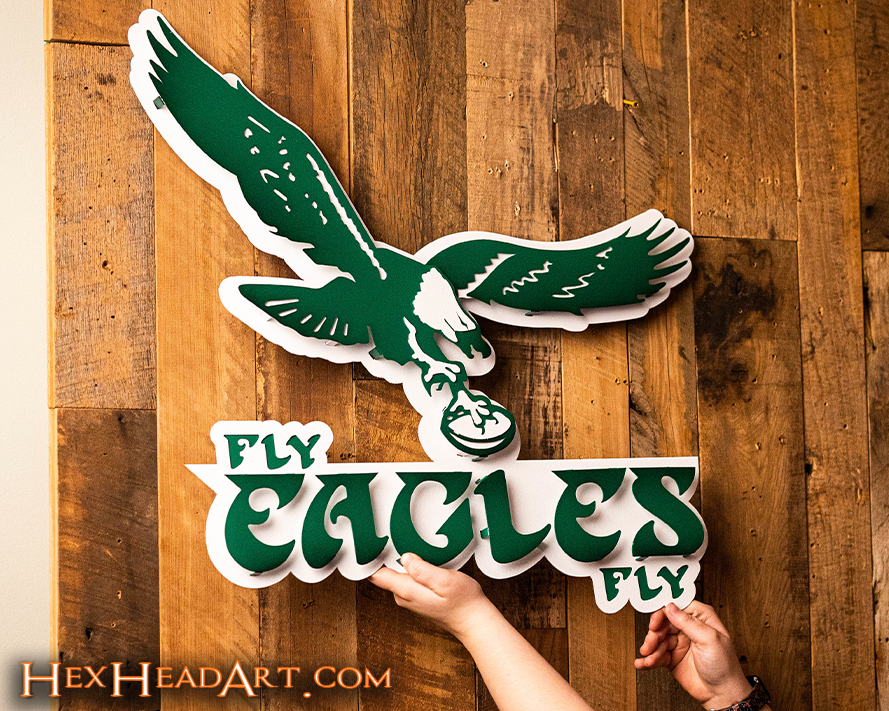 Philadelphia "Fly Eagles Fly" 1973 Old School 3D Vintage Metal Wall Art