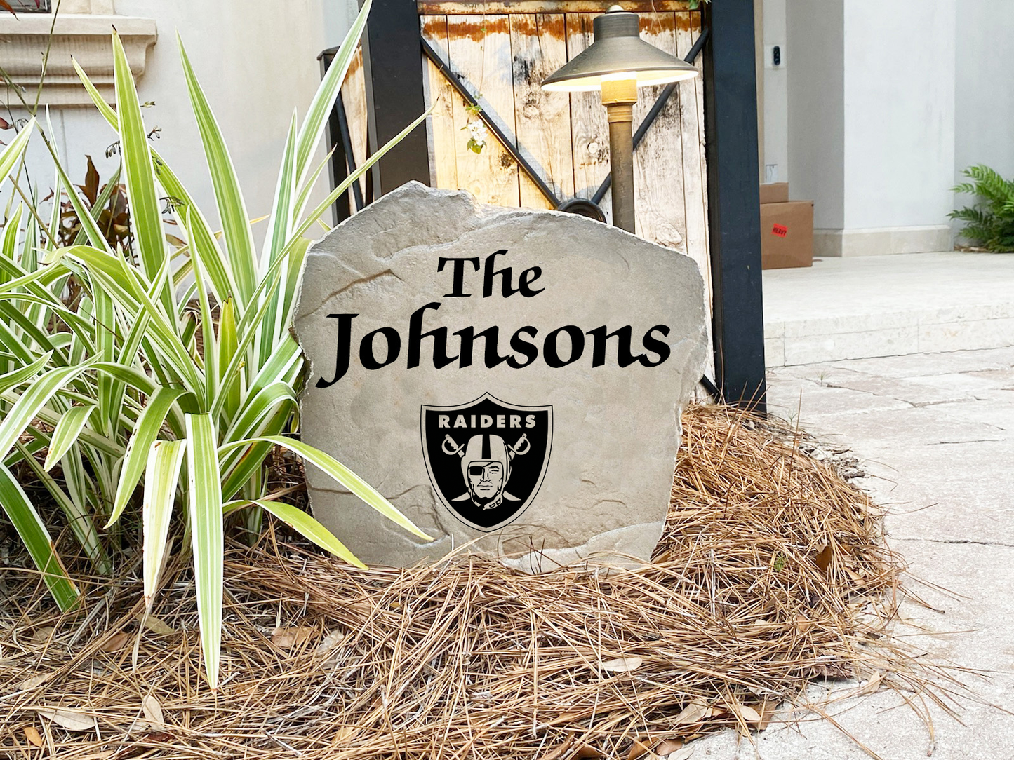 Las Vegas Raiders Design-A-Stone Landscape Art Family Name