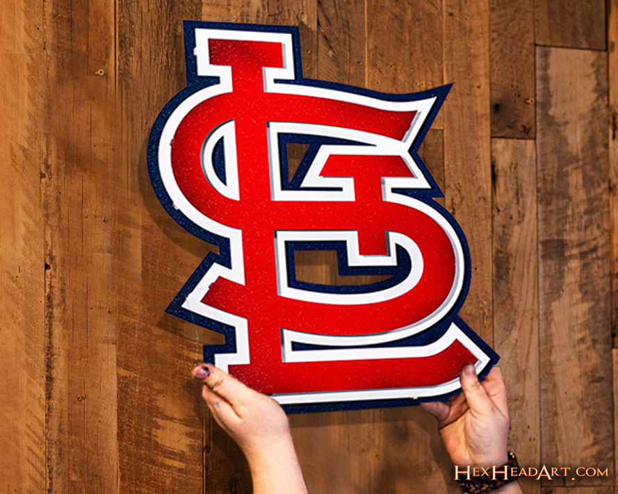 CLOSE OUT!  St. Louis Cardinals 3 layer "STL" 3D Vintage Metal Wall Art