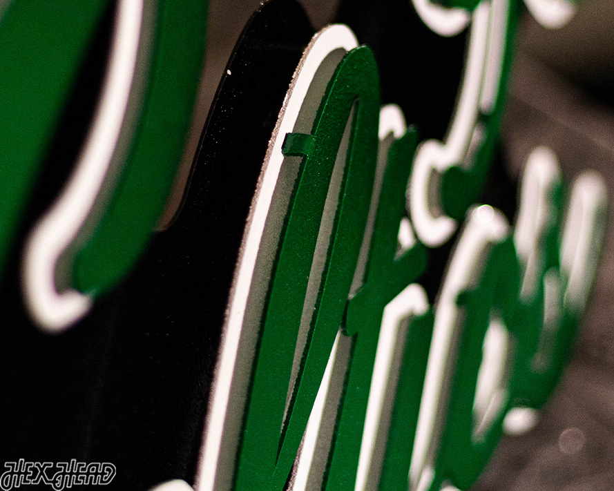 Boston Celtics Script 3D Vintage Metal Wall Art