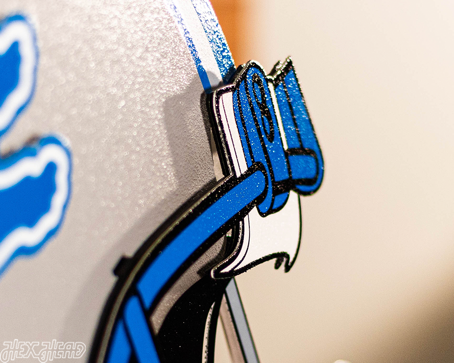 BLITZ Collection - 8 Layer Detroit Lions Helmet 3D Vintage Metal Wall Art