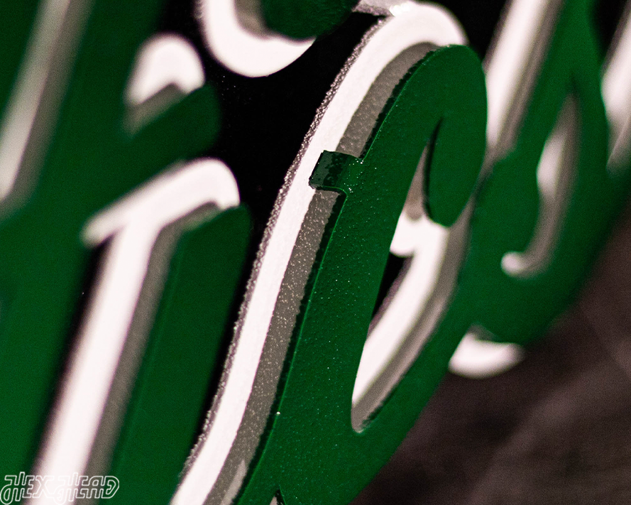 Boston Celtics Script 3D Vintage Metal Wall Art