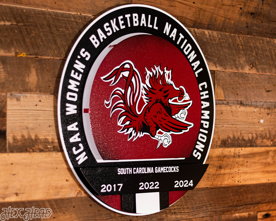 South Carolina Gamecocks DYNASTY- Women's Basketball Championships w/ Replaceable Icon Plate  3D Vintage Metal Wall Art