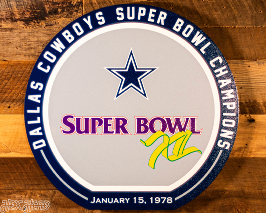 VARSITY Collection- SINGLE Layer Dallas Cowboys Super Bowl XII Metal Wall Art