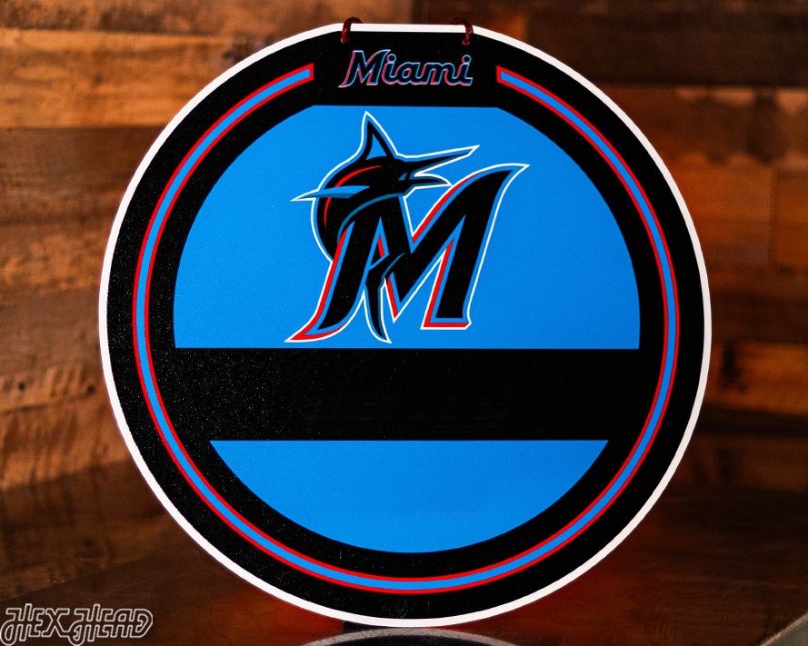 Miami Marlins Personalized Monogram Metal Art