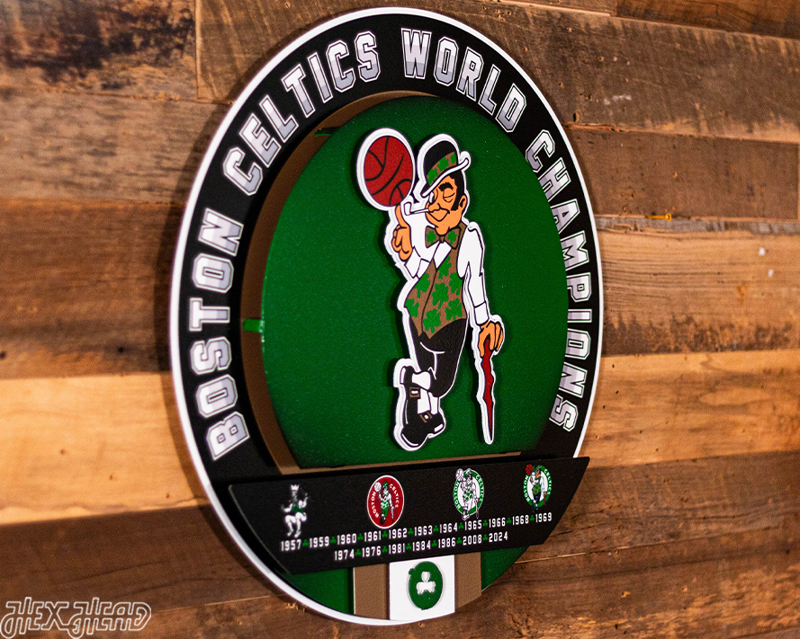 Boston Celtics  DYNASTY- World Championship Wins w/ Replaceable Icon Plate 3D Metal Wall Art