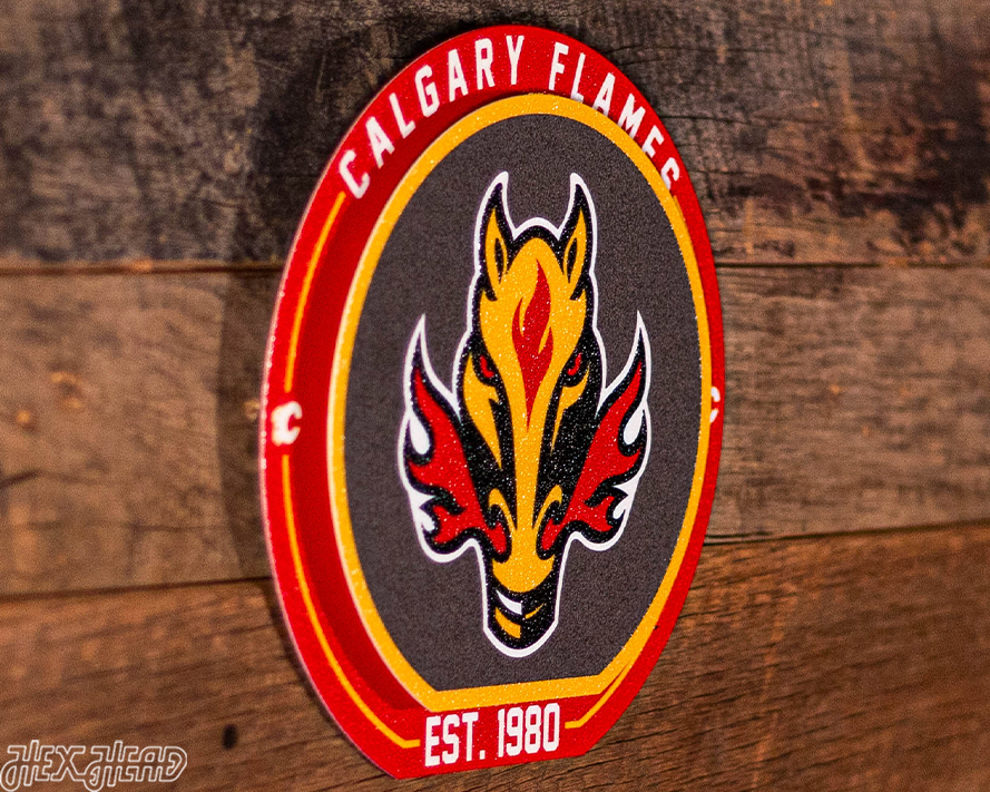 Calgary Flames "Double Play" On the Shelf or on the Wall Art