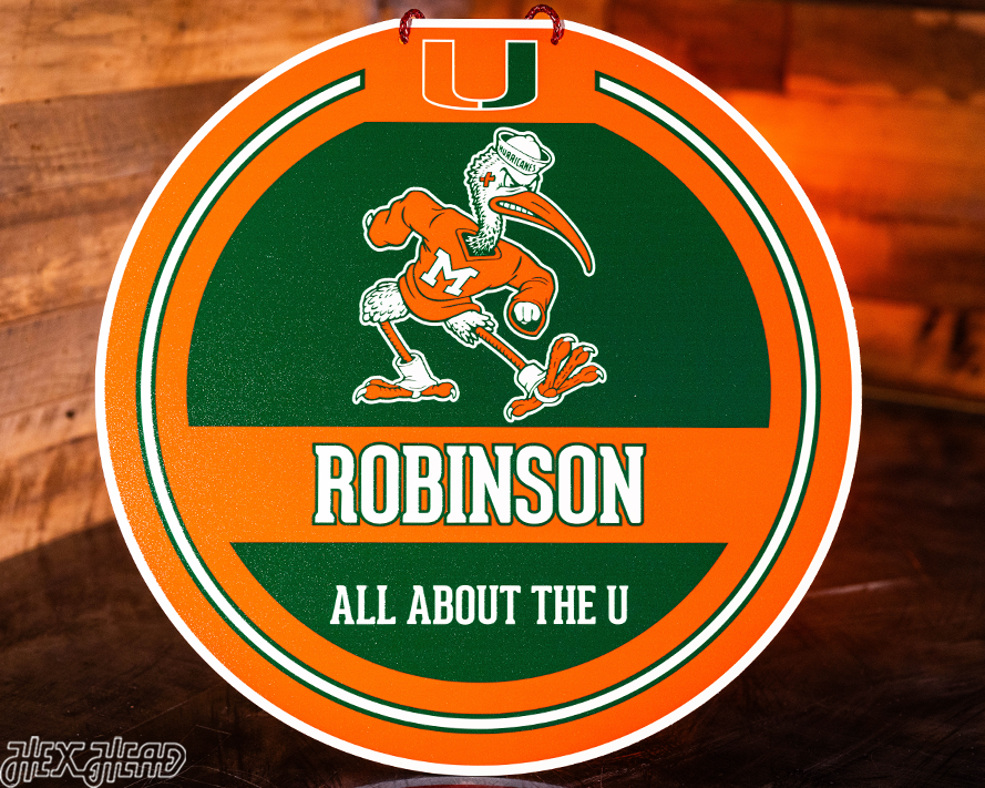 Miami Hurricanes Personalized Monogram Metal Art