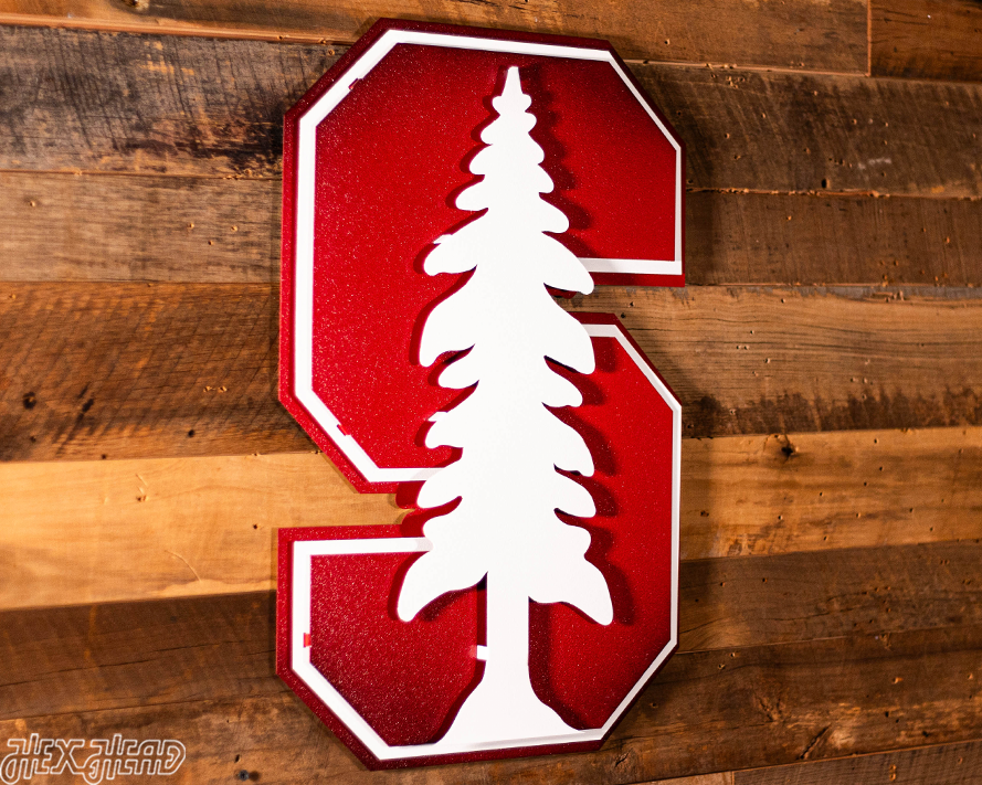 Stanford Cardinal "Block S with White Tree" 3D Vintage Metal Wall Art