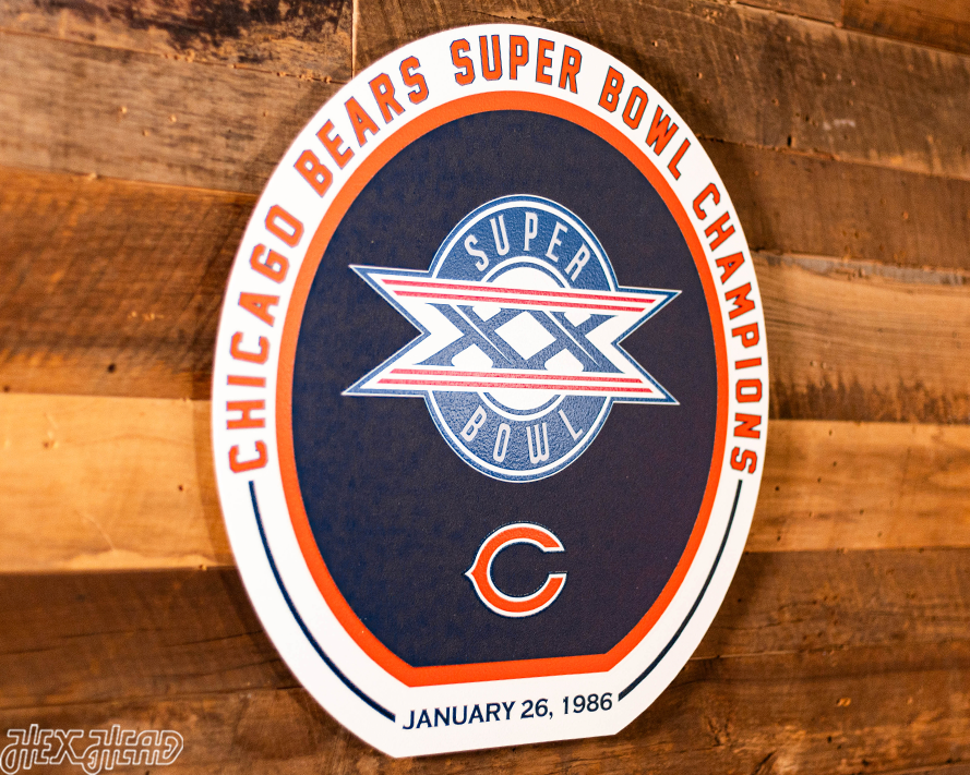 VARSITY Collection- SINGLE Layer Chicago Bears Super Bowl XX Metal Wall Art