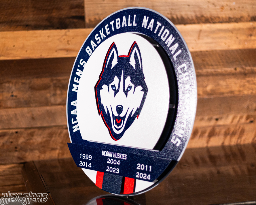 Connecticut UCONN Huskies DYNASTY- Men's Basketball Championships w/ Replaceable Icon Plate  3D Vintage Metal Wall Art