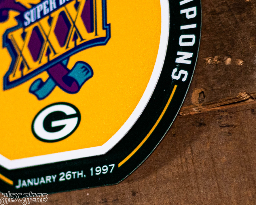 Green Bay Packers "XXXI" Super Bowl Double Play On the Shelf or on the Wall Art