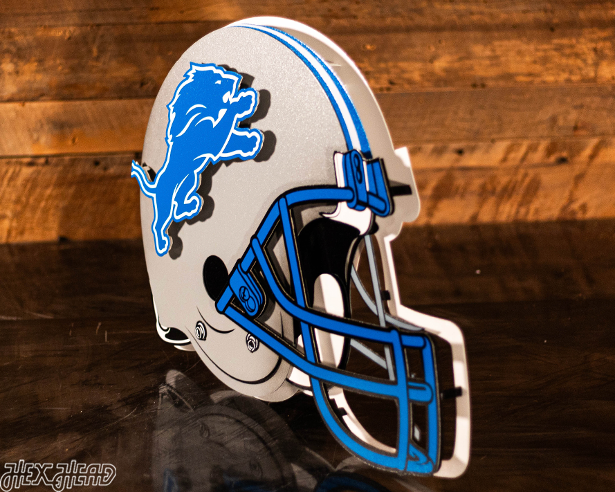 BLITZ Collection - 8 Layer Detroit Lions Helmet 3D Vintage Metal Wall Art