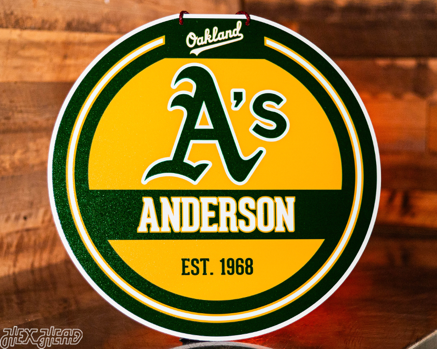 Oakland A's Personalized Monogram Metal Art