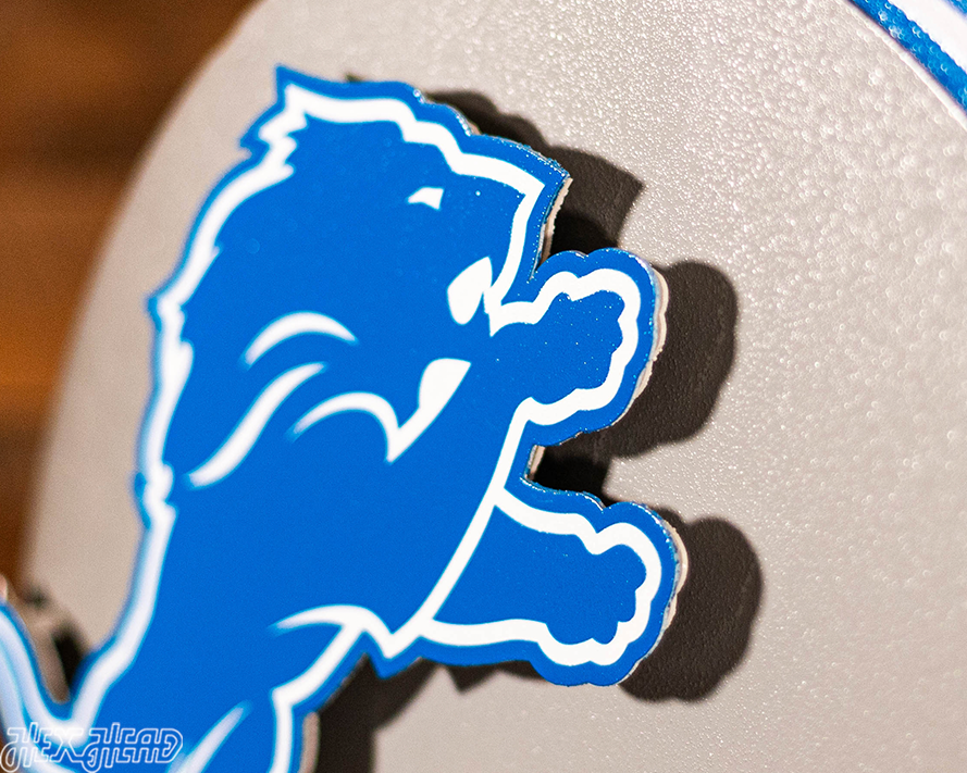 BLITZ Collection - 8 Layer Detroit Lions Helmet 3D Vintage Metal Wall Art