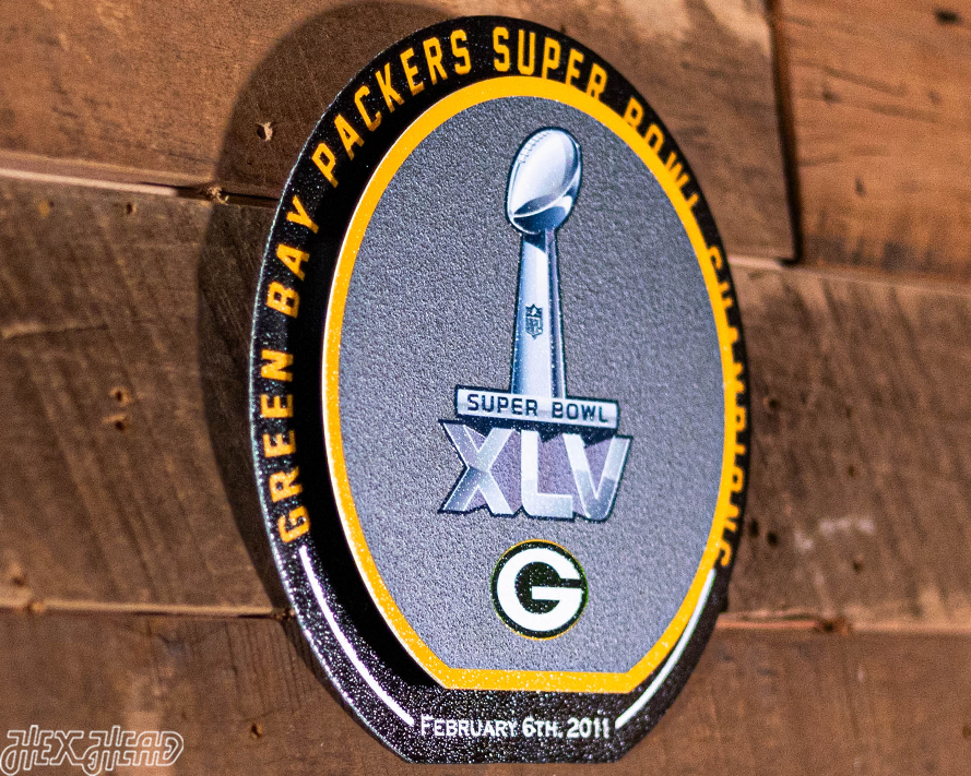 Green Bay Packers "XLV" Super Bowl Double Play On the Shelf or on the Wall Art