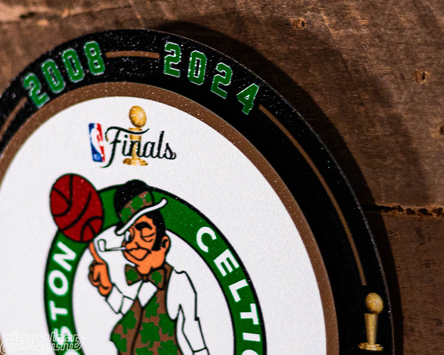 Boston Celtics "2008-2024" NBA World Champions "Double Play" On the Shelf or on the Wall Art