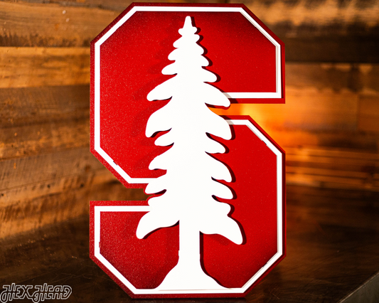 Stanford Cardinal "Block S with White Tree" 3D Vintage Metal Wall Art