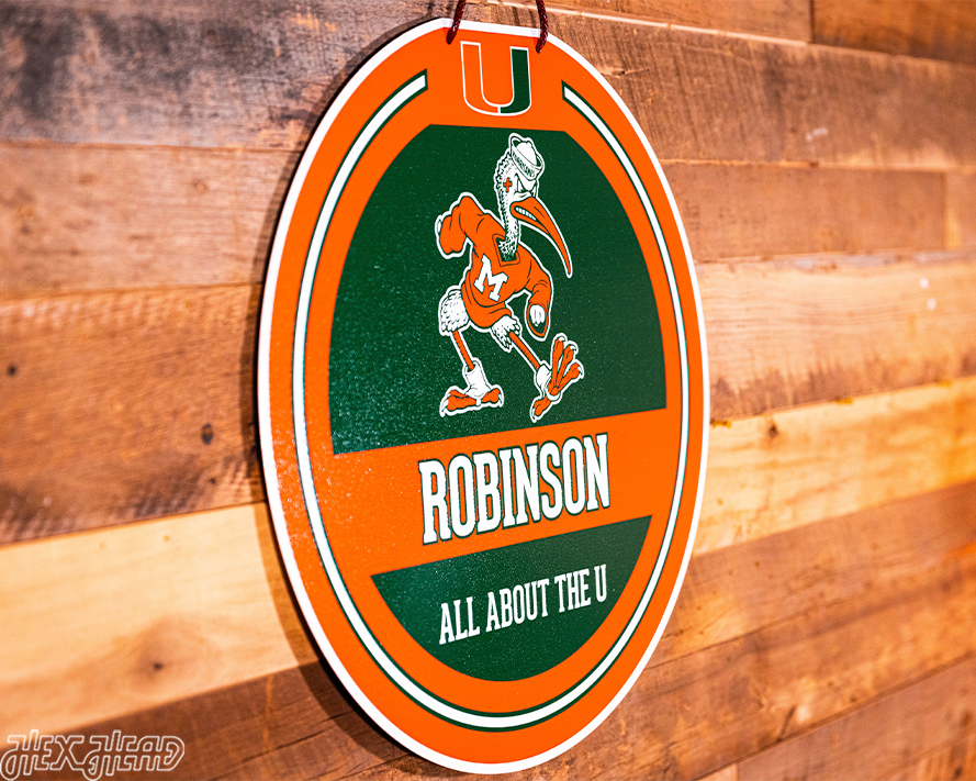 Miami Hurricanes Personalized Monogram Metal Art