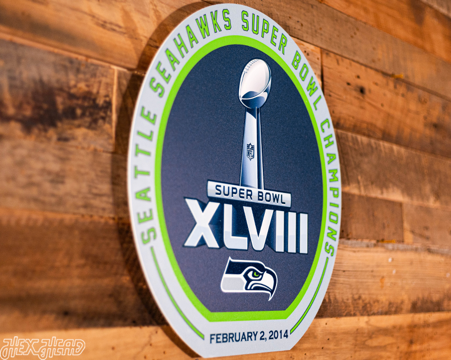 VARSITY Collection- Single Layer Seattle Seahawks Super Bowl XLVIII Metal Wall Art