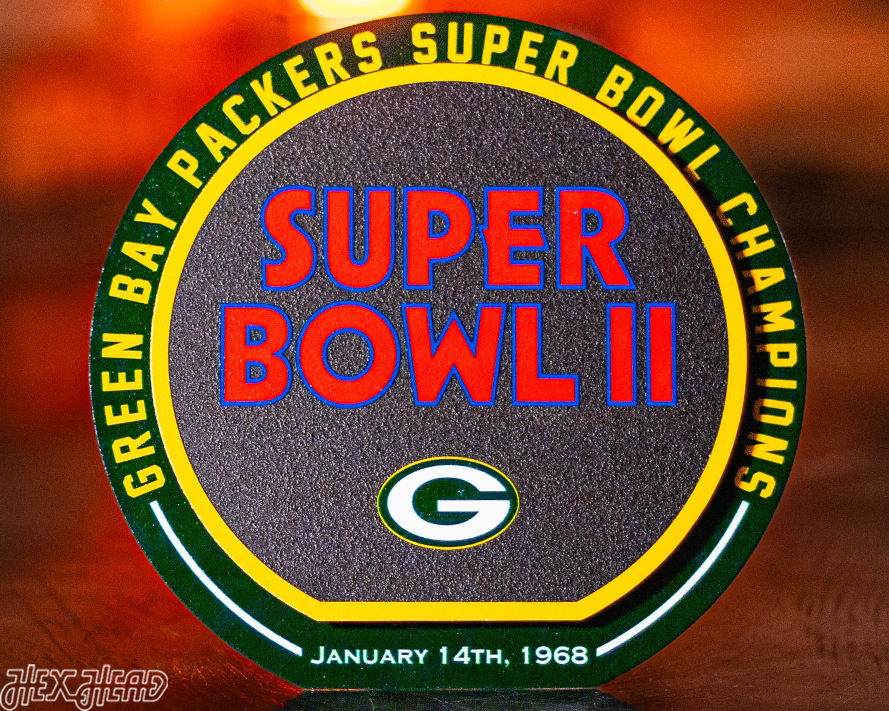 Green Bay Packers Super Bowl "II" Double Play On the Shelf or on the Wall Art