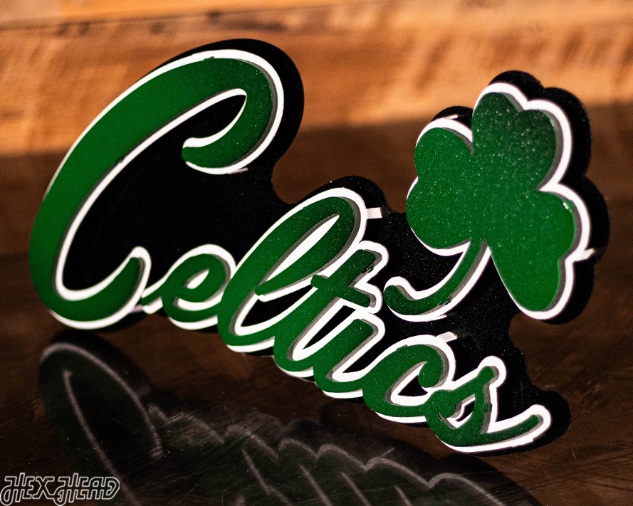 Boston Celtics Script 3D Vintage Metal Wall Art