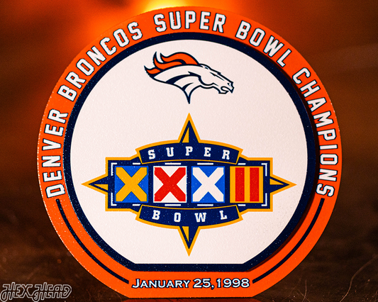 Denver Broncos Super Bowl XXXII "Double Play" On the Shelf or on the Wall Art