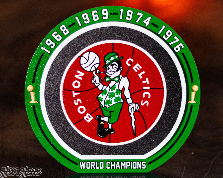 Boston Celtics "1968-1976" NBA World Champions "Double Play" On the Shelf or on the Wall Art