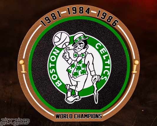 Boston Celtics "1981-1986" NBA World Champions "Double Play" On the Shelf or on the Wall Art