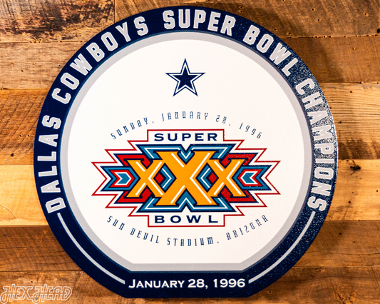 VARSITY Collection- SINGLE Layer Dallas Cowboys Super Bowl XXX Metal Wall Art