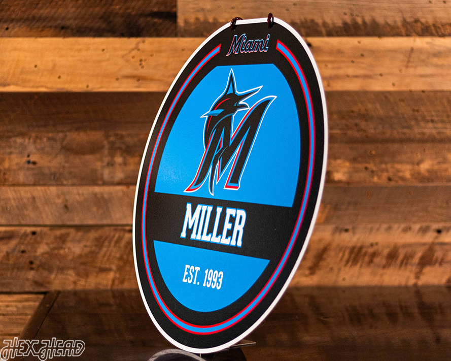 Miami Marlins Personalized Monogram Metal Art