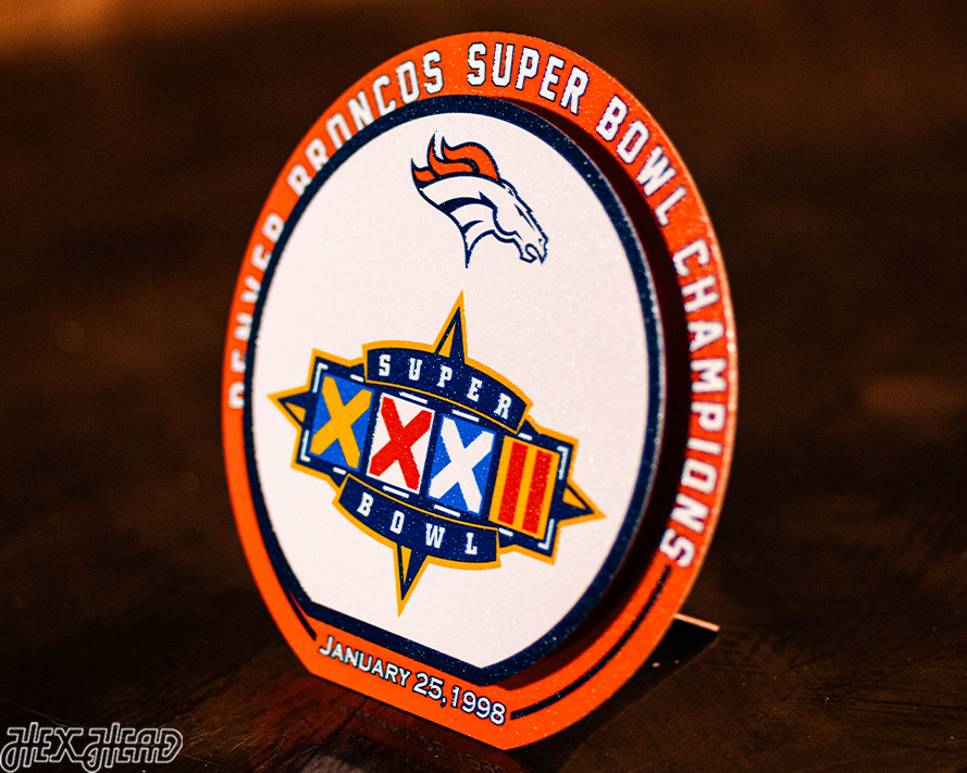 Denver Broncos Super Bowl XXXII "Double Play" On the Shelf or on the Wall Art