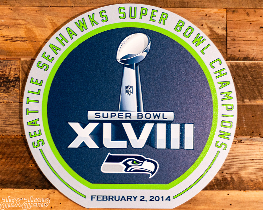 VARSITY Collection- Single Layer Seattle Seahawks Super Bowl XLVIII Metal Wall Art