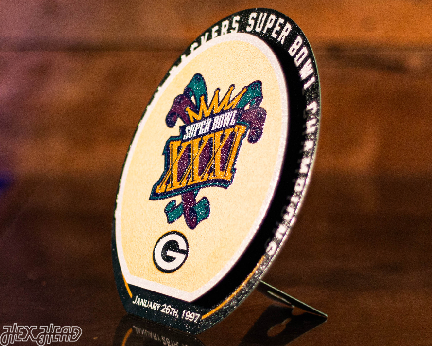 Green Bay Packers "XXXI" Super Bowl Double Play On the Shelf or on the Wall Art