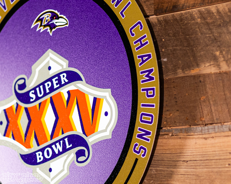 VARSITY Collection- Single Layer Baltimore Ravens Super Bowl XXXV  Metal Wall Art