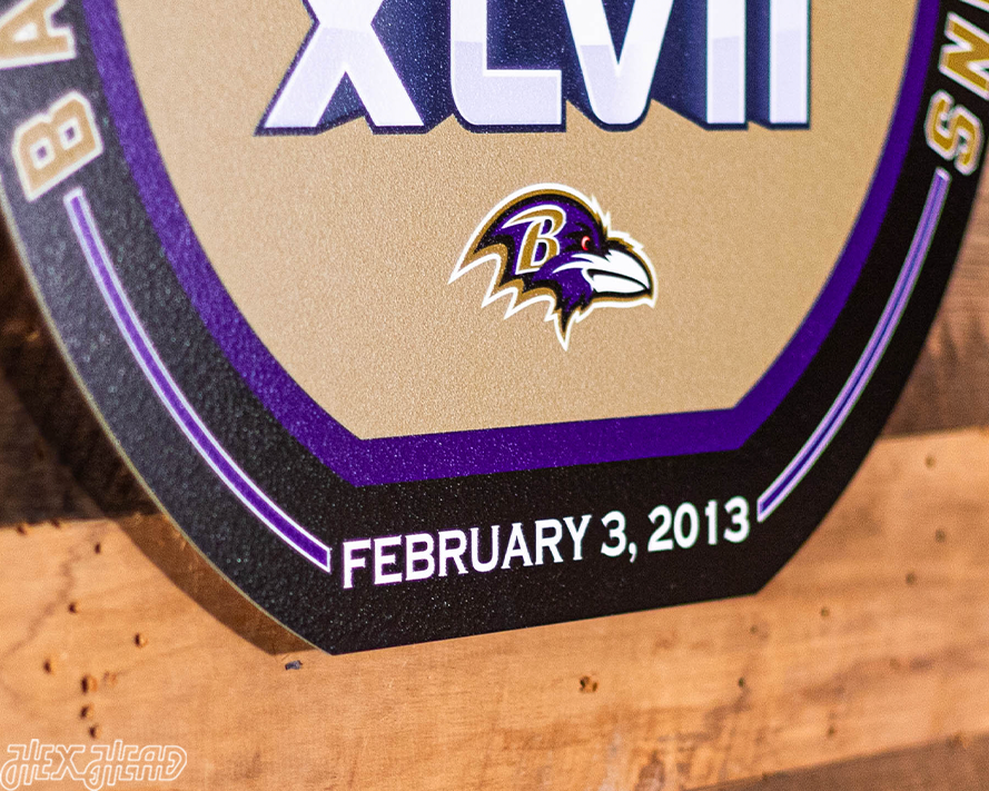 VARSITY Collection- Single Layer Baltimore Ravens Super Bowl XLVIII  Metal Wall Art