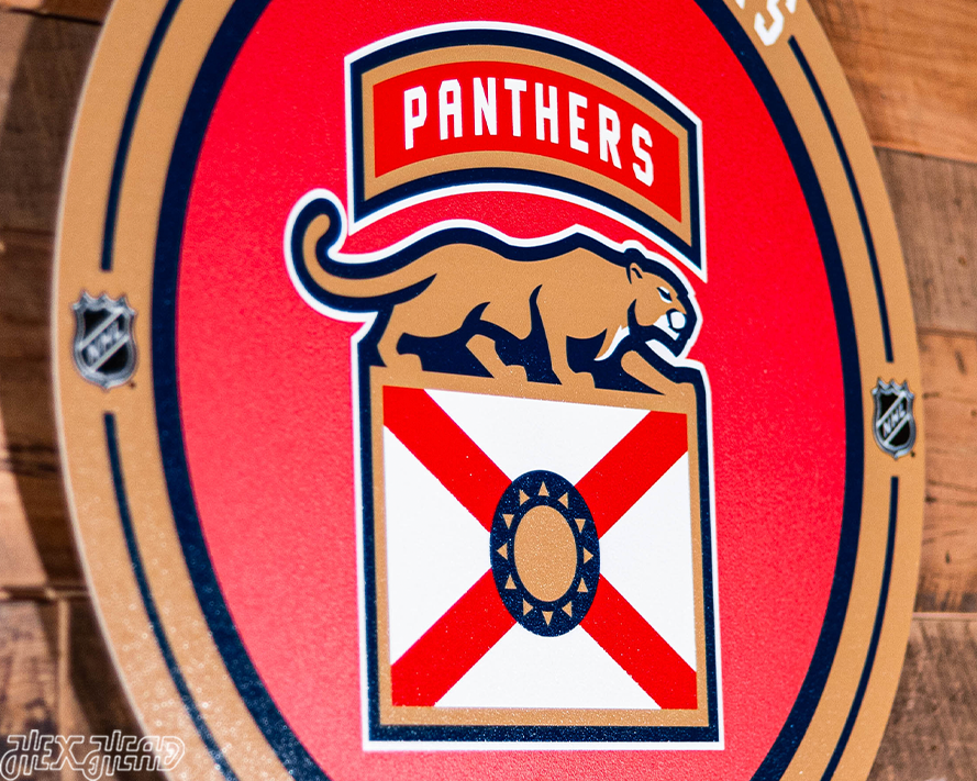 VARSITY Collection- SINGLE layer Florida Panthers Shoulder Patch Metal Wall Art