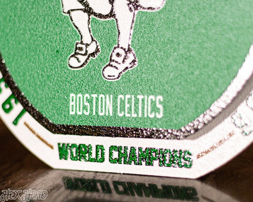 Boston Celtics "1957-1966" NBA World Champions "Double Play" On the Shelf or on the Wall Art