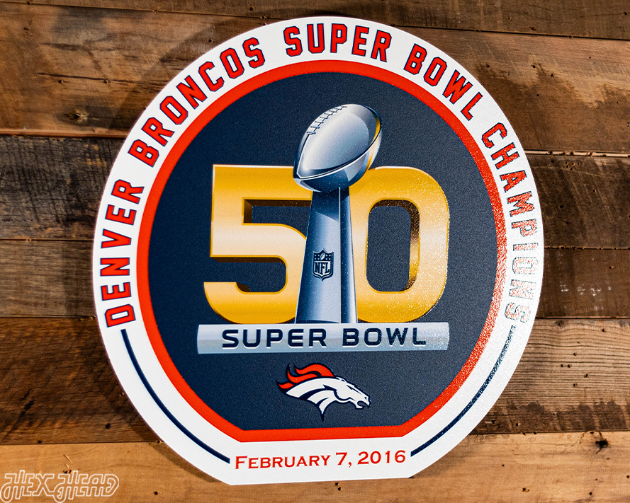 VARSITY Collection- SINGLE Layer Denver Broncos Super Bowl 50 Metal Wall Art