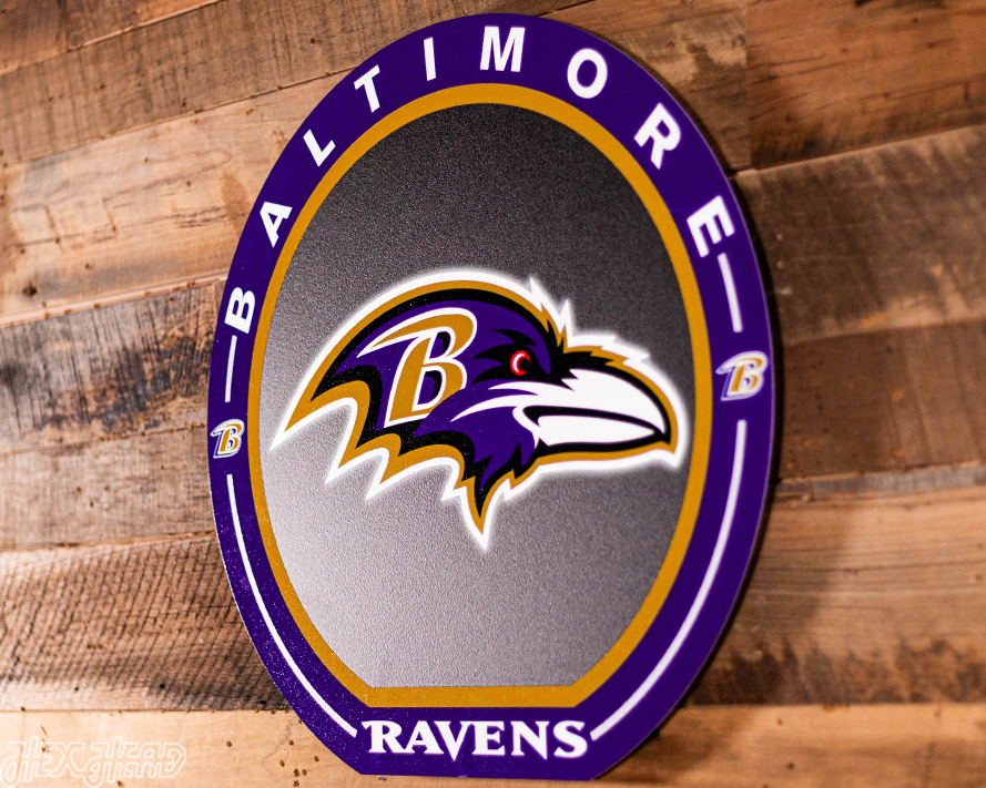 VARSITY Collection- Single Layer Baltimore Ravens Metal Wall Art