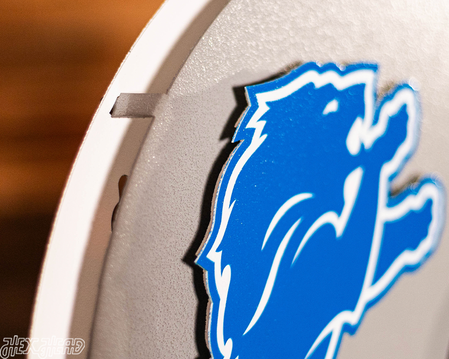 BLITZ Collection - 8 Layer Detroit Lions Helmet 3D Vintage Metal Wall Art