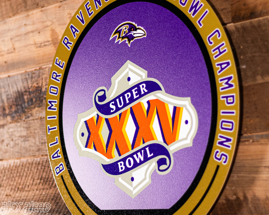 VARSITY Collection- Single Layer Baltimore Ravens Super Bowl XXXV  Metal Wall Art