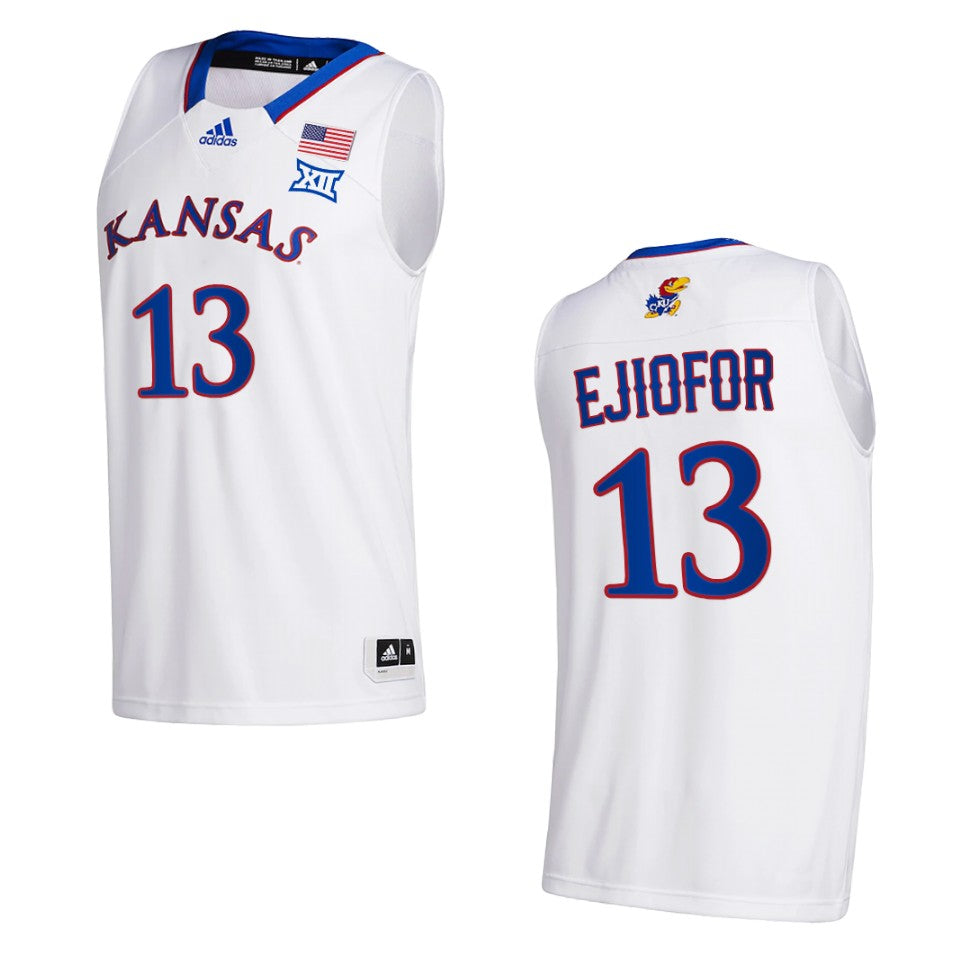 Kansas Jayhawks Zuby Ejiofor College Basketball Class of 2022 Jersey White