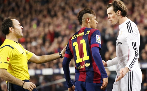 Mandatory Credit: Photo by Joan Valls/Urbanandsport/NurPhoto/REX (4582171l) Neymar Jr. and Gareth Bale Barcelona v Real Madrid, La Liga football match, Camp Nou stadium, Spain - 22 Mar 2015